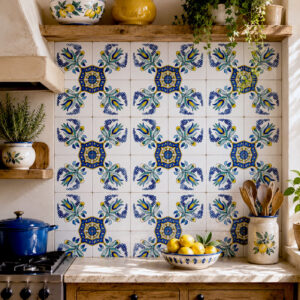 Piastrella 20 x 20 cm con  spessore 1 cm decoro: Agnano