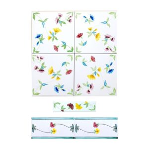 Piastrella 20 x 20 cm con  spessore 1 cm decoro: Fiori colorati