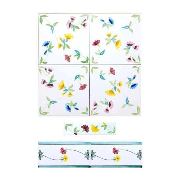 Piastrella 20 x 20 cm con spessore 1 cm decoro: Fiori colorati