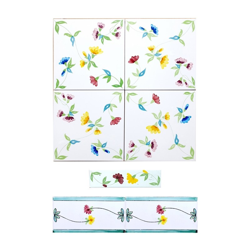 Piastrella 20 x 20 cm con  spessore 1 cm decoro: Fiori colorati
