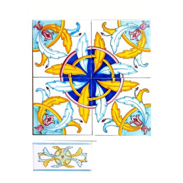 Piastrella 20 x 20 cm con spessore 1 cm decoro: Foglie