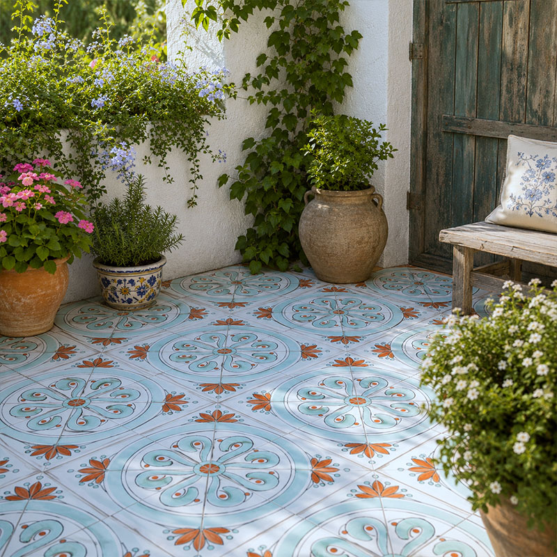 Piastrella 20 x 20 cm  con  spessore 1 cm decoro: Fiore