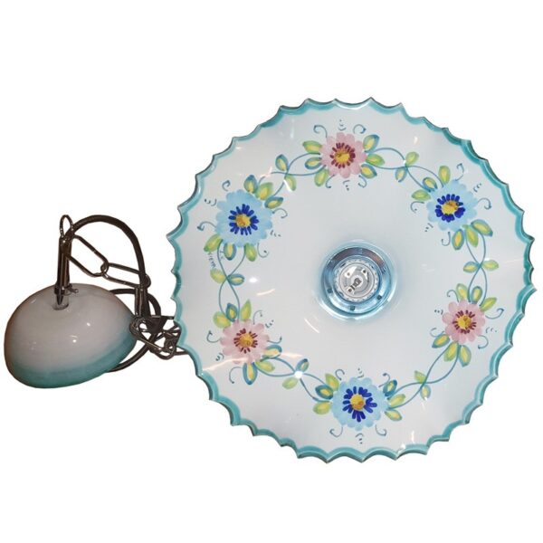 lampadario a piatto decoro a fiori