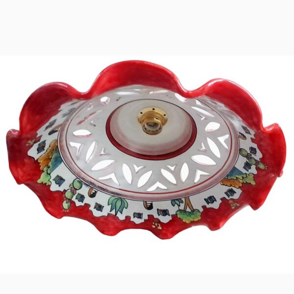 lampadario a piatto decorazione in rosso