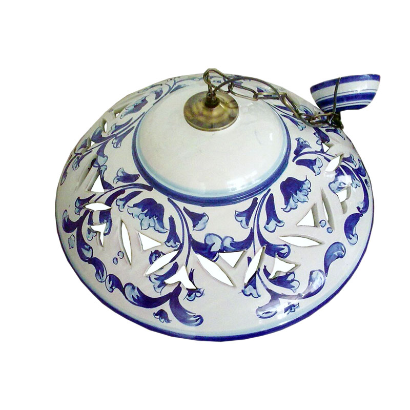 lampadario a piatto decorazione in blu