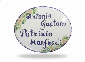 Targa in ceramica personalizzata con doppio decoro