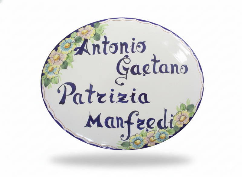 Targa in ceramica personalizzata con doppio decoro
