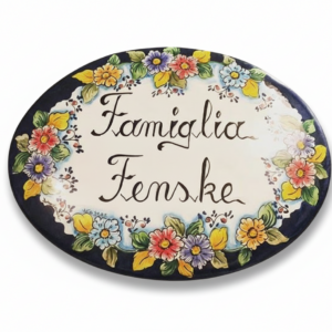 Targa in ceramica personalizzata con decoro floreale