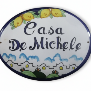 Targa in ceramica personalizzata con limoni e case