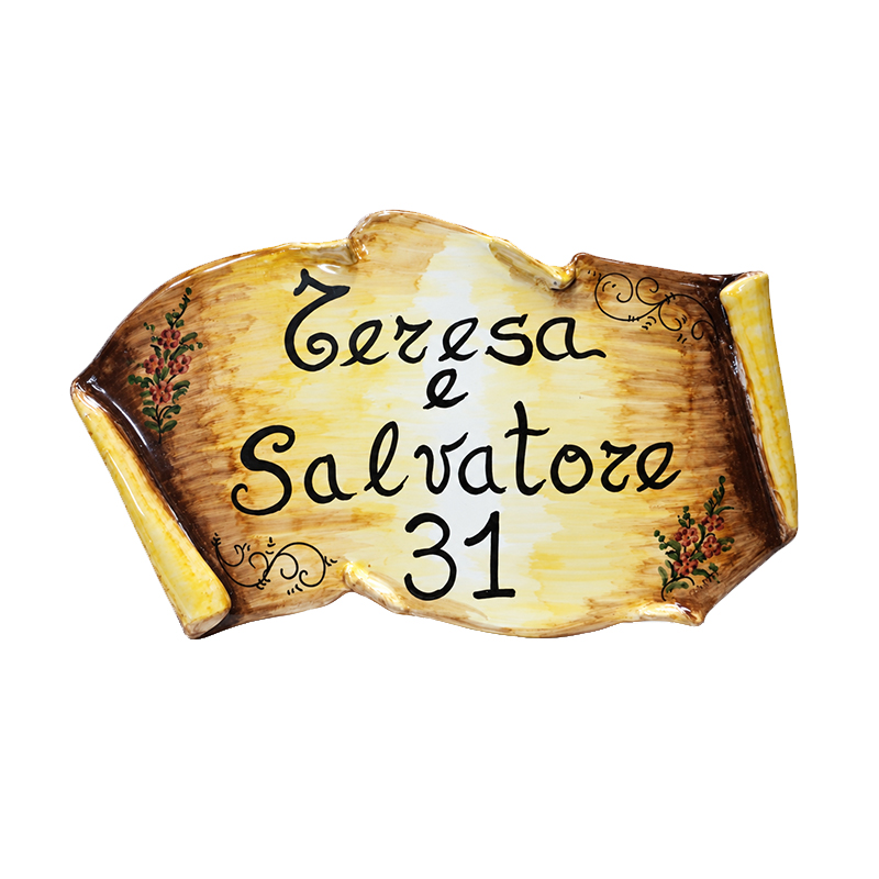 Targa in ceramica rettangolare a rilievo personalizzabile