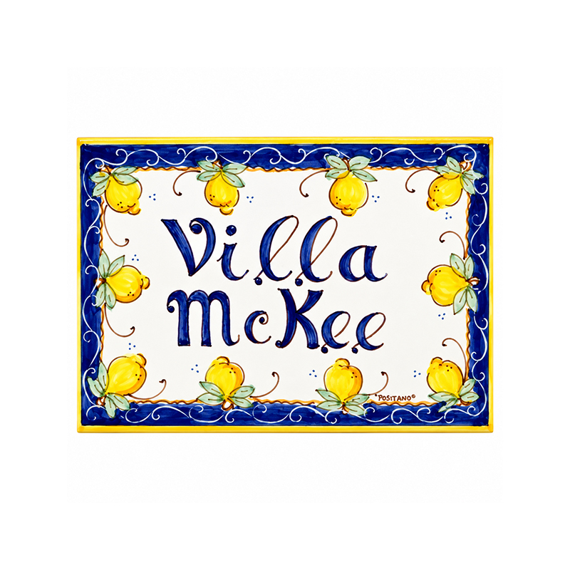 Targa in ceramica rettangolare personalizzata con limoni
